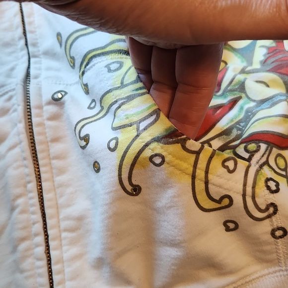 Fun white bedazzled Circle of life zip up hoodie size M. - Picture 11 of 11